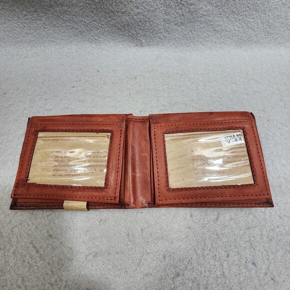 YL Rust Brown Genuine Leather BI-FOLD Mens Wallet Handcrafted Accessory NEW - Picture 2 of 9